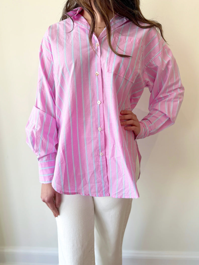 Kara Striped Top-Pink