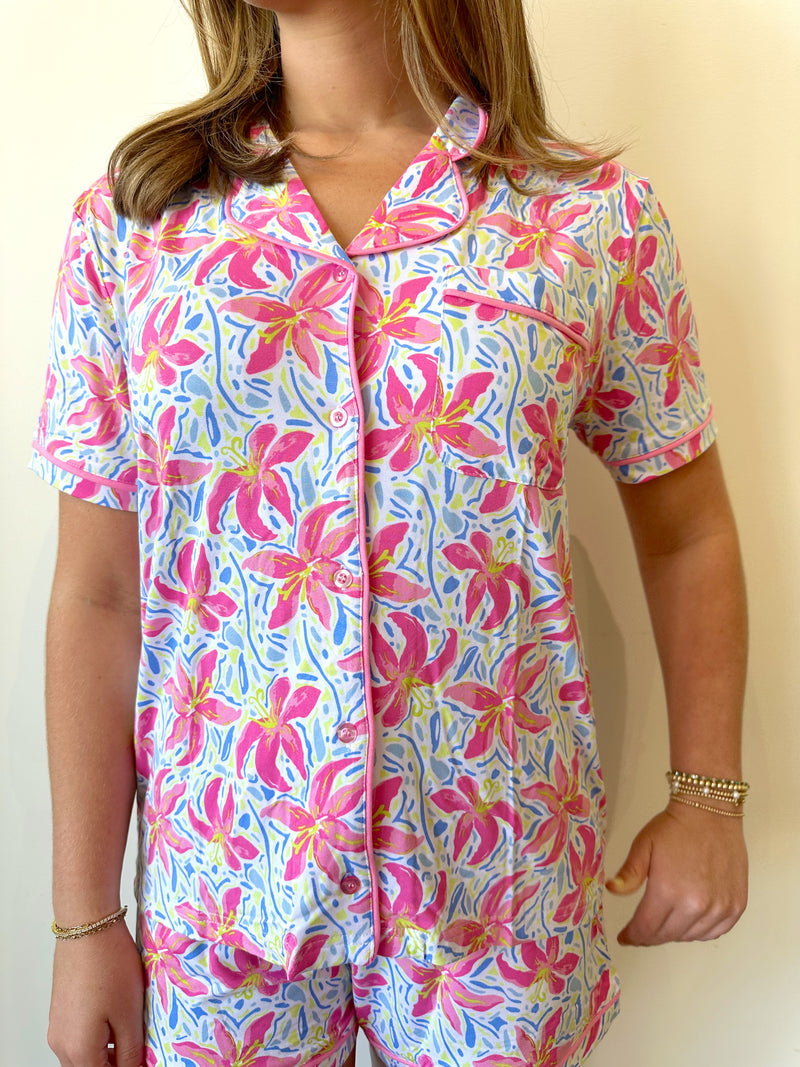 Charlotte Hibiscus Floral PJ Set