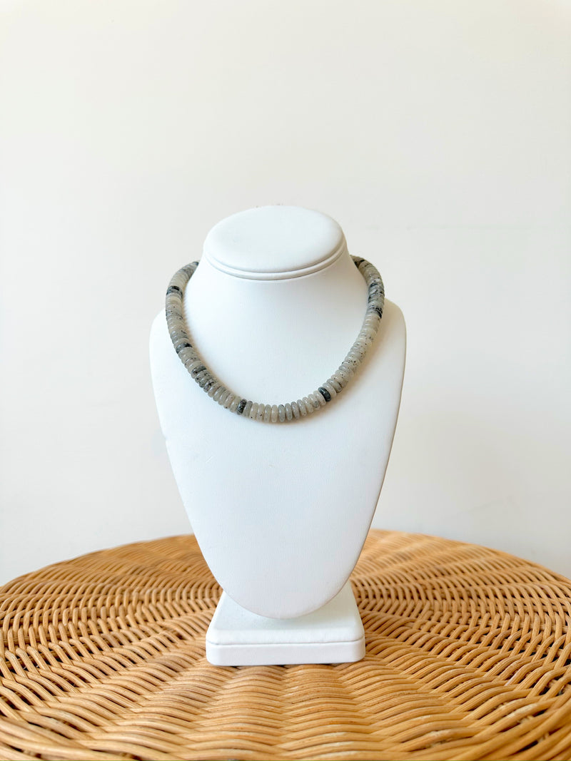 Harper Beaded Necklace-Grey