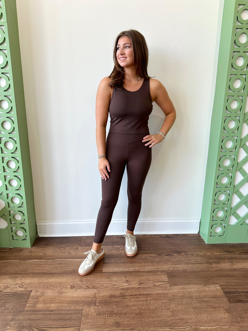 Liv Crossover Leggings-Brown