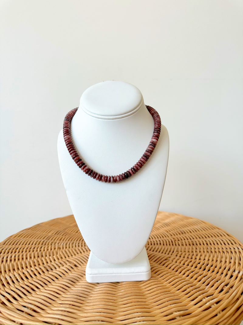 Harper Beaded Necklace-Burgundy