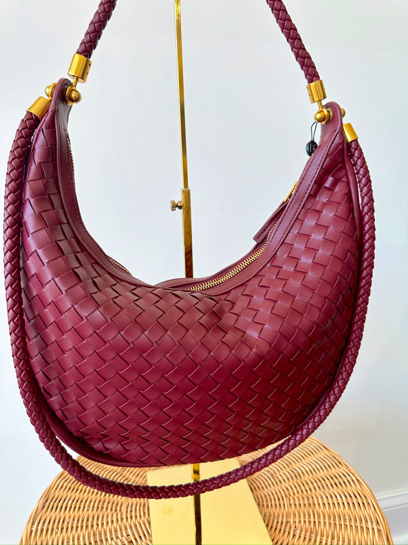 Sarah Woven Bag-Burgundy