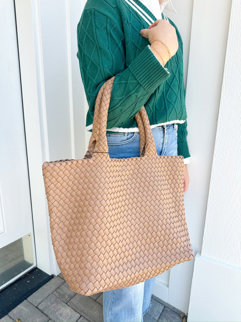 Gracie Woven Tote Bag-Taupe