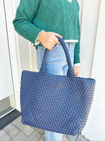 Gracie Woven Tote Bag- Navy