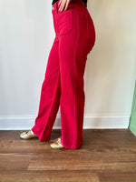 Annie Wide Leg Jeans-Red
