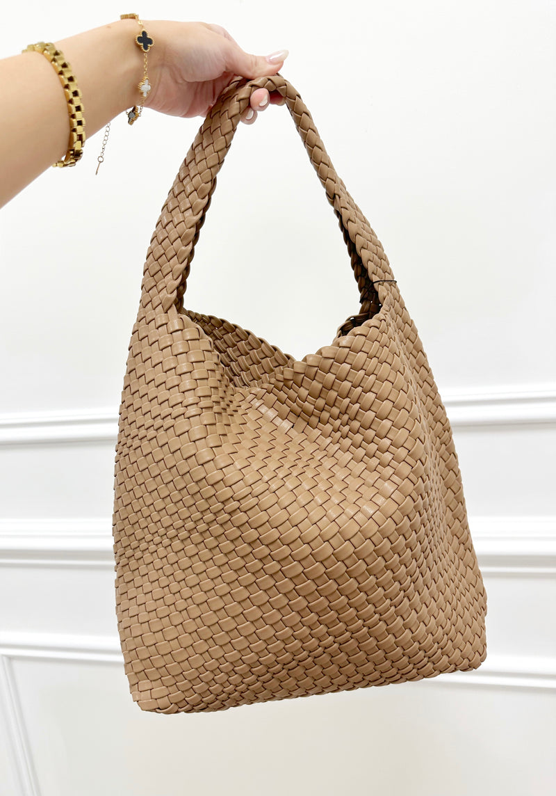 Brooke Woven Tote Bag- Taupe