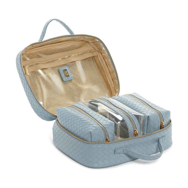 Luxe TRVL2 Cosmetic Toiletry Case- Woven Bleu