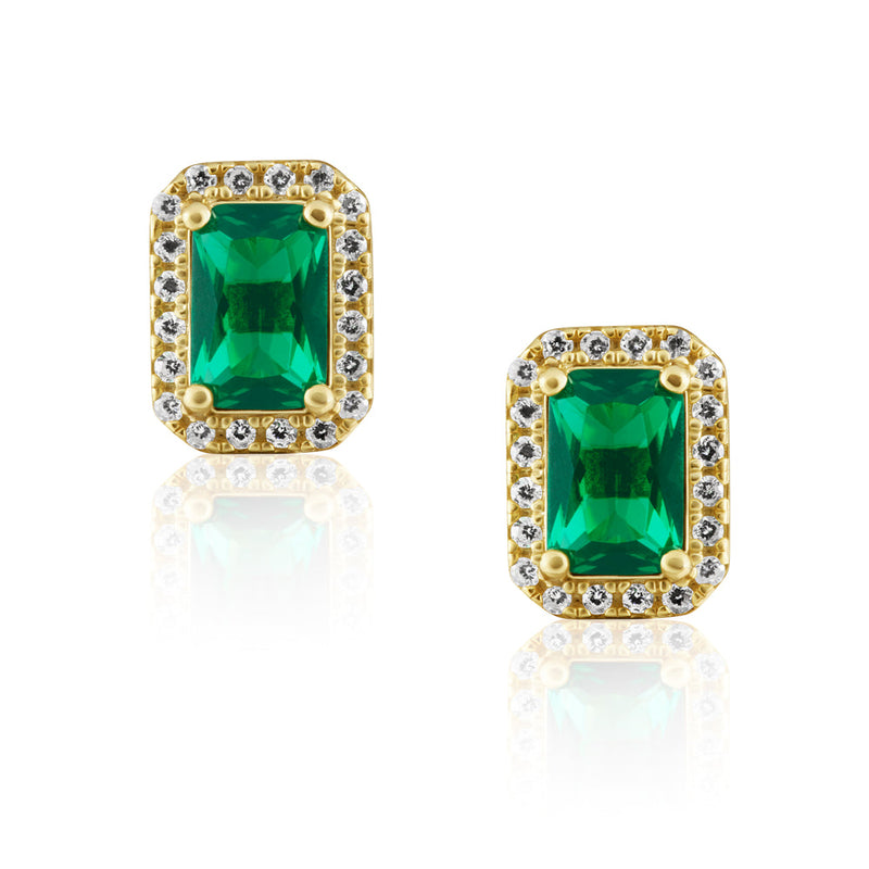 Nora Emerald Studs-Gold