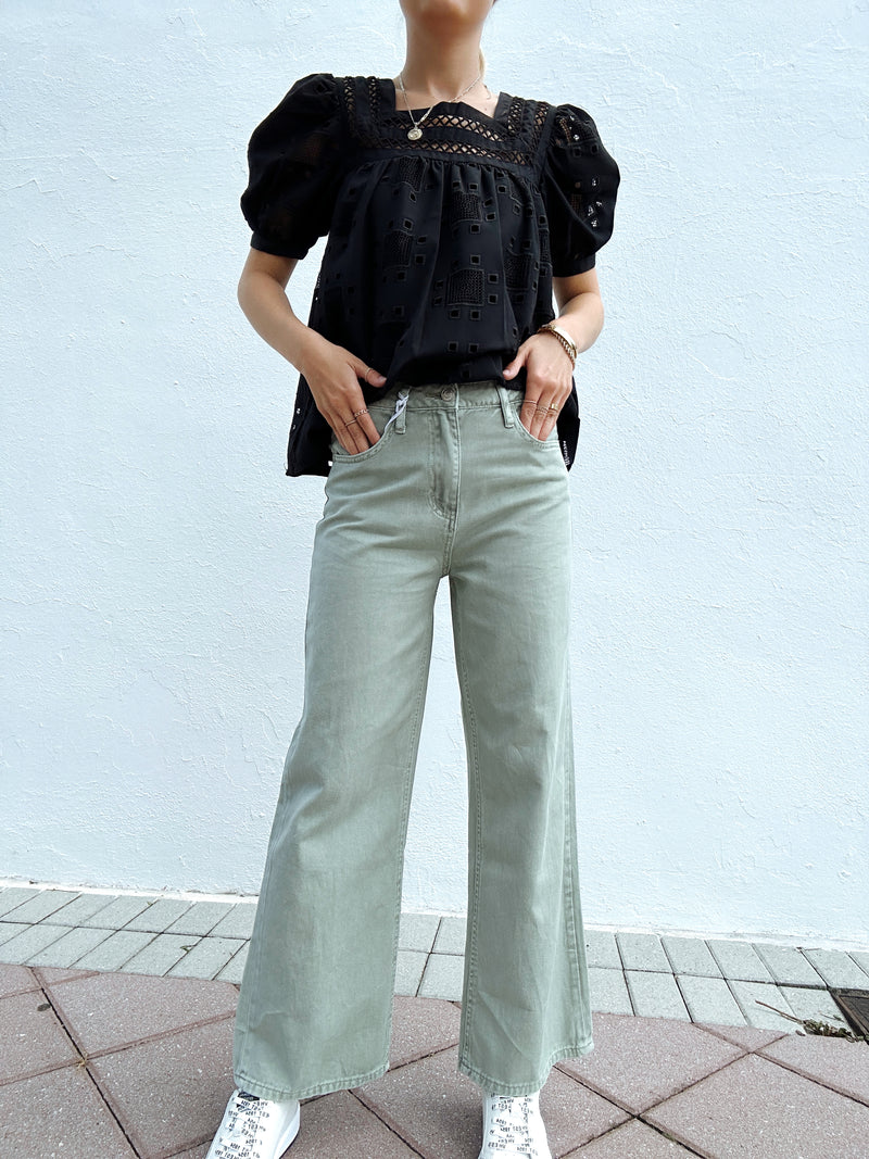 Olivia Crop Jeans-Sage