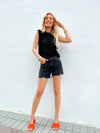 Brandie High Rise Denim Shorts Black