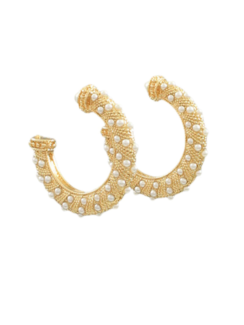 Pearl Dotted Hoops