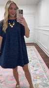 Alice Striped Dress-Navy