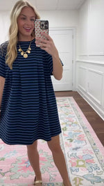 Alice Striped Dress-Navy