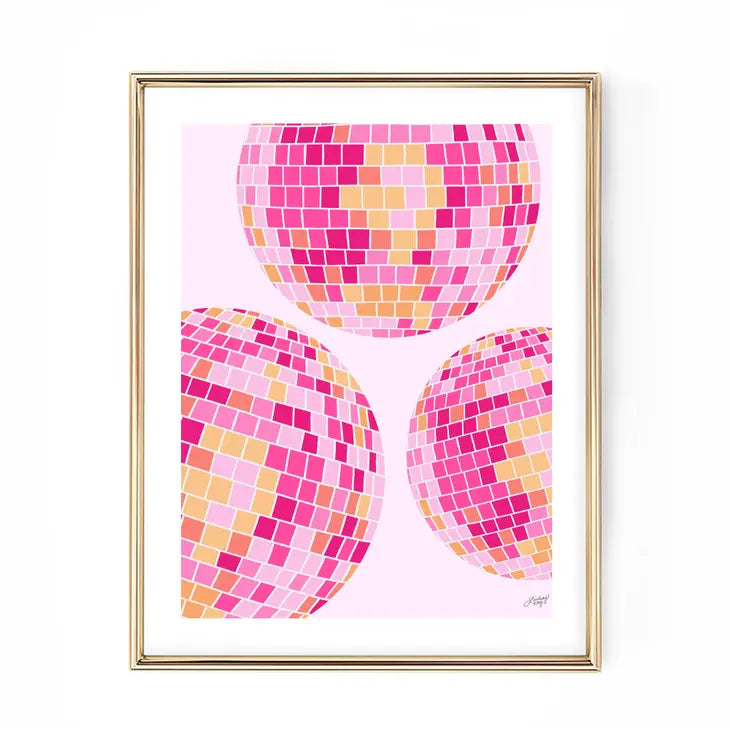 Disco Ball Pink Trio Print 5x7